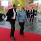 German Chancellor Angela Merkel, center right, welcomes the Prime Minister of Ethiopia Abiy Ahmed Ali, center left, for a meeting at the chancellery in Berlin, Germany, Tuesday, Oct. 30, 2018.